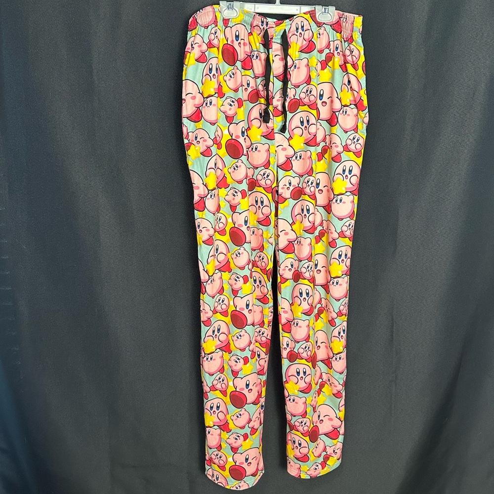 Men’s Kirby Sleep Pants with Colorful Design and Drawstring Size XL with Pockets